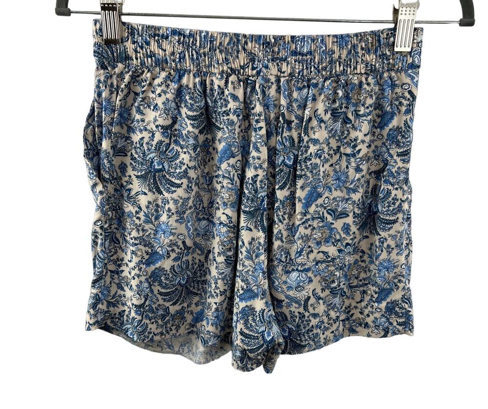 H&M Blue & White Floral Paisley Pull On 2" Shorts Casual Lightweight 4 S